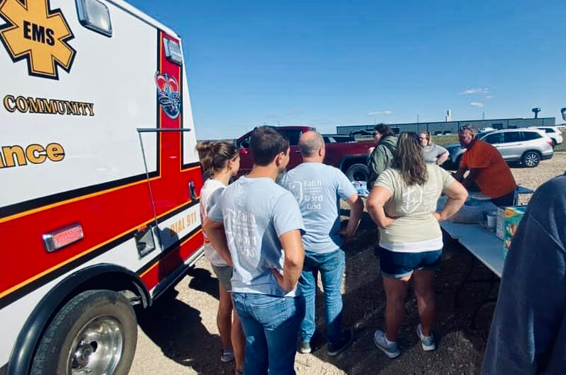 Living Faith Church Hand and Feet at local fire